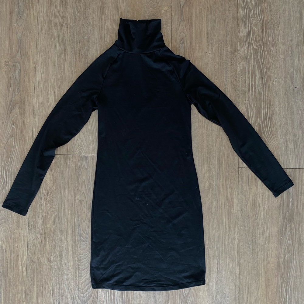 black turtleneck dress